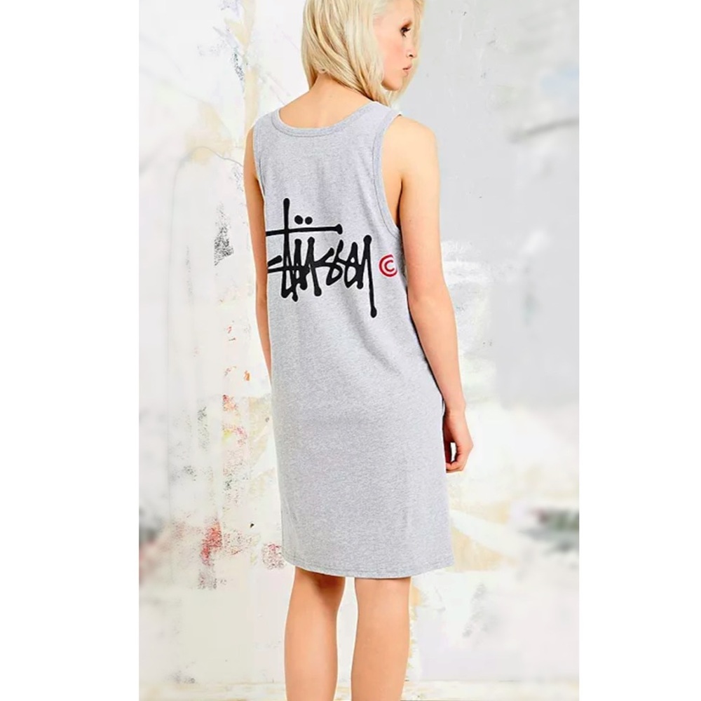 Stussy Logo Gray Tank Dress XS
